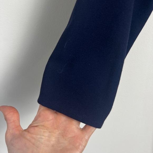 1. State Navy Blue Long Sleeve Wrap Front Pockets Classic Chic Romper Size M - Picture 8 of 11